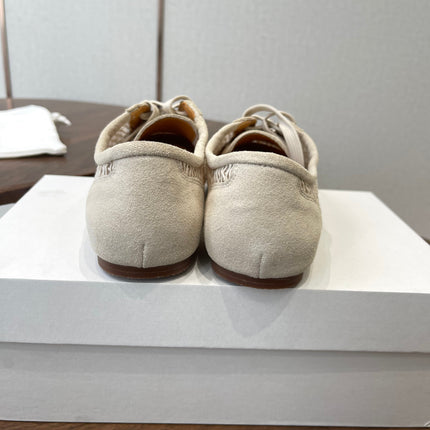 THE ROW 26S LACE UP SNEAKERS IN IVORY BEIGE SUEDE