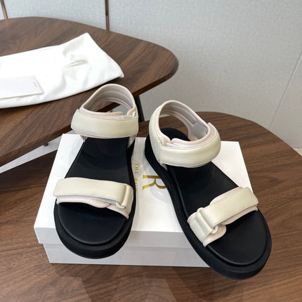 THE ROW 26S DOUBLE STRAP SANDALS IN IVORY WHITE CALFSKIN