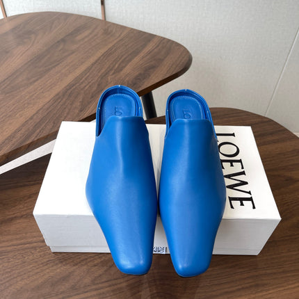 LOEWE 26S EMILY MULE 55MM IN BLUE CALFSKIN