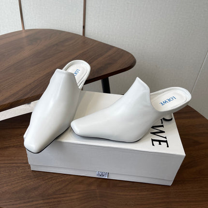 LOEWE 26S EMILY MULE 55MM IN WHITE CALFSKIN