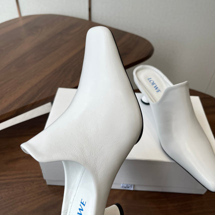 LOEWE 26S EMILY MULE 55MM IN WHITE CALFSKIN
