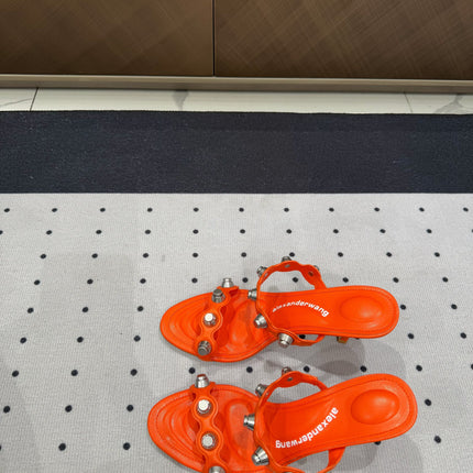 RIOT 80 MM SANDAL IN FIRE ORANGE LAMBSKIN