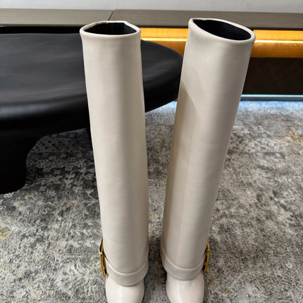 BALMAIN 26S BOOT 85 MM IN CREAM WHITE CALFSKIN