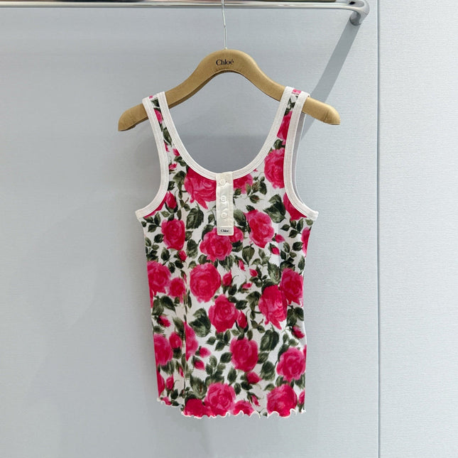 CHLOE 26S FLORAL PRINT SLEEVELESS TOP STYLE 45