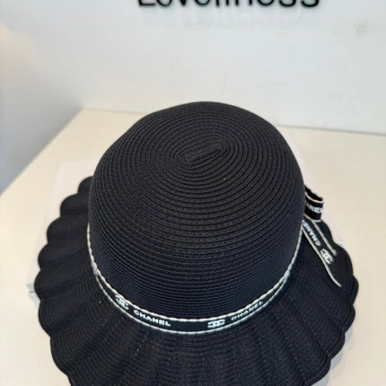CHANEL 26S WIDE-BRIM HAT WITH LOGO BAND 337954