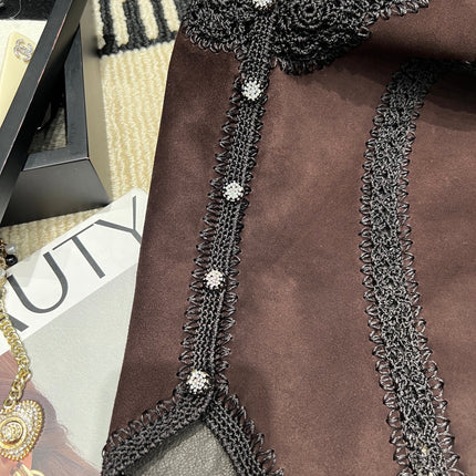 VALENTINO 26S CROCHET-TRIM SUEDE VEST 337