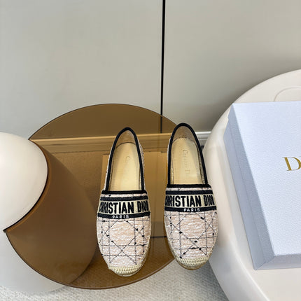 GRANVILLE ESPADRILLE TAN BEIGE OBLIQUE EMBROIDERED COTTON