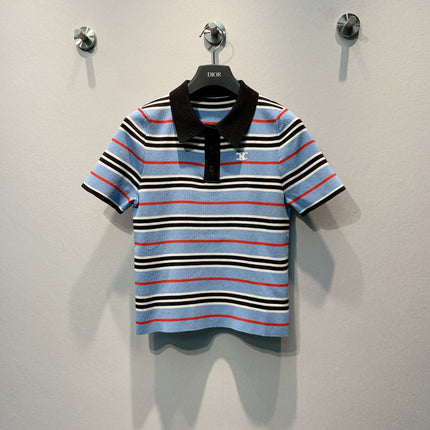 CELINE 26S STRIPED SHORT-SLEEVE POLO SHIRT 443