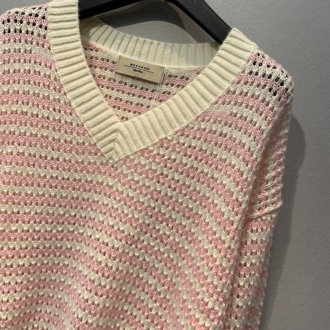 MAXMARA 26S V-NECK STRIPED KNIT SWEATER 246