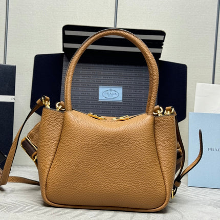 PRADA 25S SMALL BAG 23 IN CARAMEL CALFSKIN GOLD HARDWARE