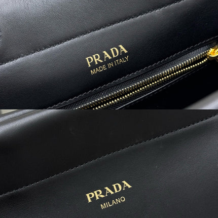 PRADA 25S ENCHAINE MINI BAG 22 IN BLACK CALFSKIN GOLD HARDWARE