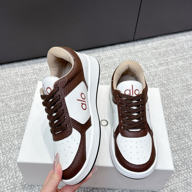 ALO 25S SNEAKER IN DARK BROWN AND WHITE LAMBSKIN