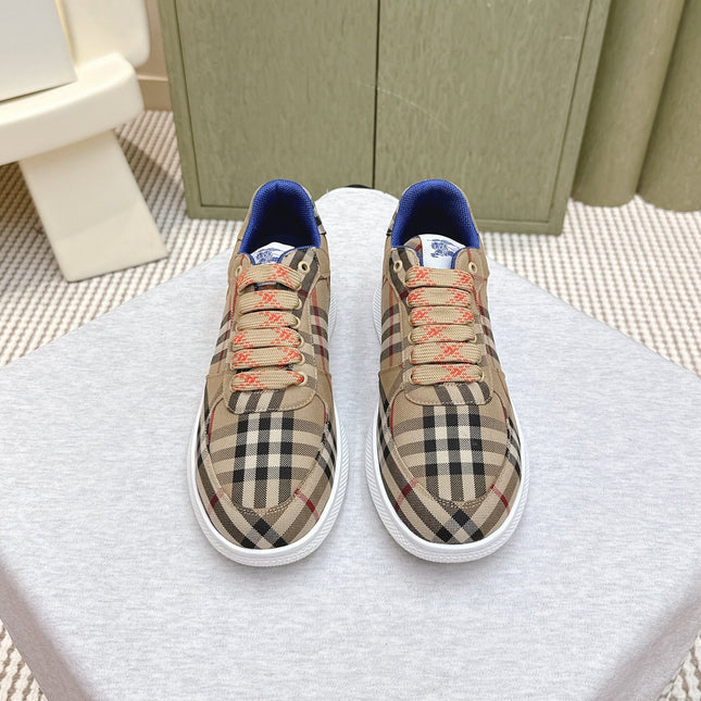 BURBERRY 26S PLAID TERRACE SNEAKERS IN LIGHT BROWN CANVAS STYLE 13