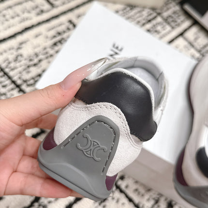 CELINE 26S LOW TOP SNEAKERS IN WHITE CALFSKIN AND SUEDE