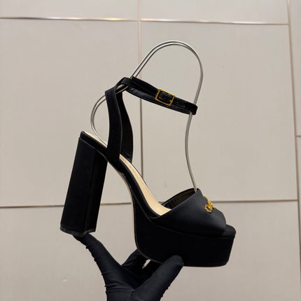 DIOR 26S HIGH HEEL SANDALS 120 MM IN BLACK SATIN