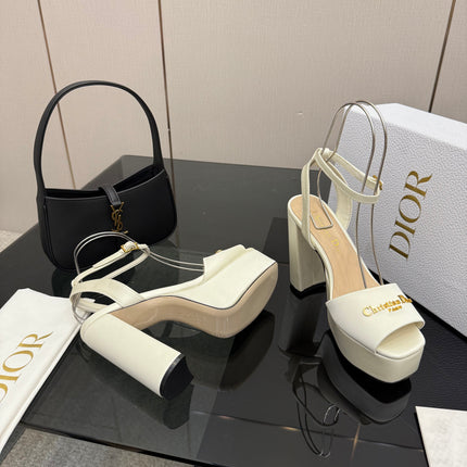 DIOR 26S HIGH HEEL SANDALS 120 MM IN WHITE SATIN