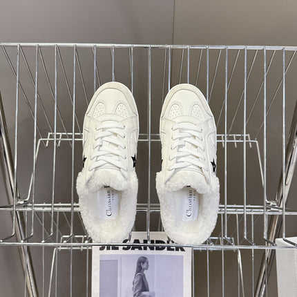 DIOR 25S DIOR STAR SNEAKERS IN WHITE LAMBSKIN AND WOOL