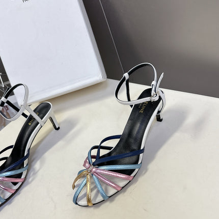 CELINE 26S HIGH-HEEL SANDALS 60 MM IN MULTICOLOR CALFSKIN