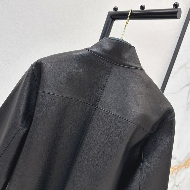 HERMES 25S STAND-COLLAR LEATHER JACKET 454