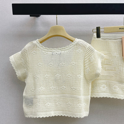 MIUMIU 26S KNIT TOP AND SKIRT SET STYLE 1042