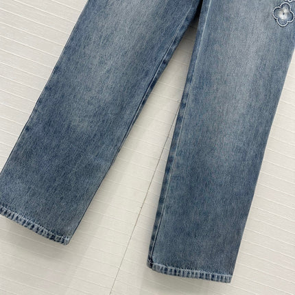 CC 25 Embroidered Pant Blue Denim Cotton