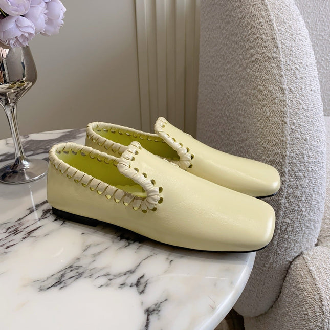 BOTTEGA VENETA 26S SABATO LOAFERS IN MUSTARD YELLOW CALFSKIN