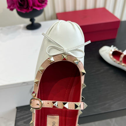 VALENTINO 26S STUD-EMBELLISHED MARY JANE IN WHITE CALFSKIN
