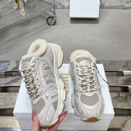 CHRONO SNEAKER IN WHITE MIX GREY LAMBSKIN AND MESH FABRIC