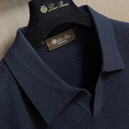 LORO PIANA 26S LONG-SLEEVE KNIT POLO SWEATER 910