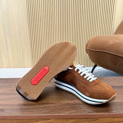 TOM FORD SNEAKERS IN TAN BROWN SUEDE 432168