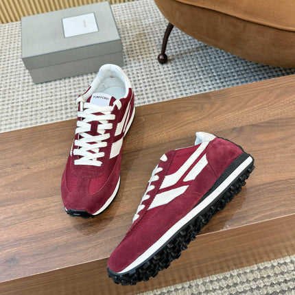 TOM FORD SNEAKERS  IN CHERRY RED MESH AND SUEDE 434240