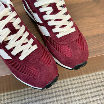TOM FORD SNEAKERS  IN CHERRY RED MESH AND SUEDE 434240