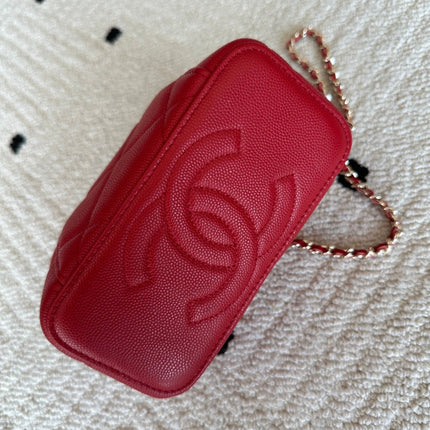 CHANEL 25S VANITY BAG 17 IN RED CAVIAR LEATHER WITH GOLD HARDWARE