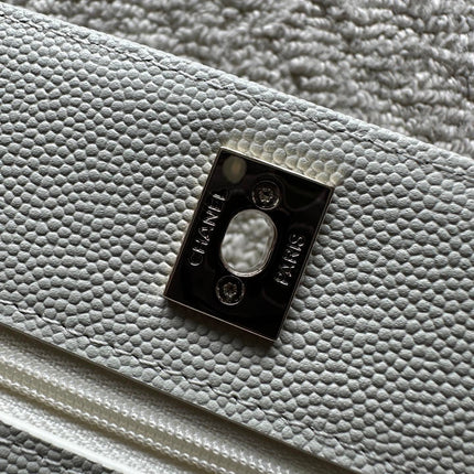 CHANEL 25S MINI FLAP BAG 19 IN WHITE CAVIAR LEATHER