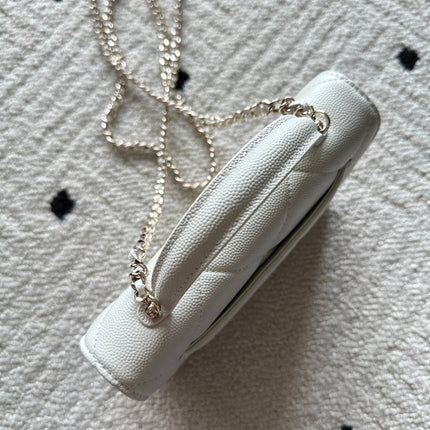 CHANEL 25S MINI FLAP BAG 19 IN WHITE CAVIAR LEATHER