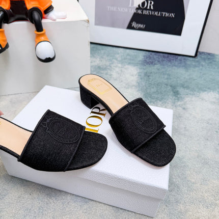DIOR 26S HIGH-HEEL SANDALS 45 MM IN BLACK DENIM