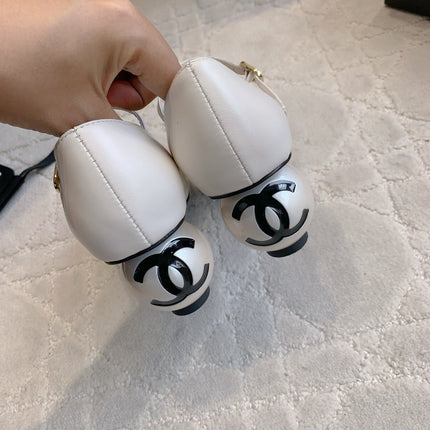 CC PEARL HIGH HEELS IN WHITE CALFSKIN