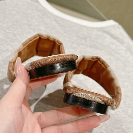 FENDI 26S SLIDE SANDALS IN BEIGE AND BROWN CANVAS