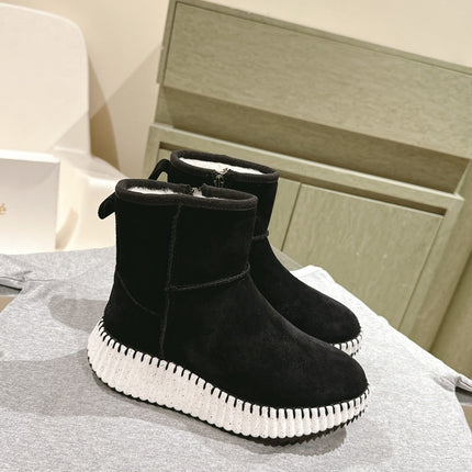CHLOÉ 26S SHEARLING ANKLE BOOTS IN BLACK SUEDE