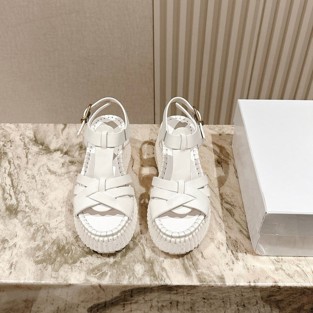 CHLOÉ 26S HIGH-HEELED SANDALS IN WHITE LAMBSKIN