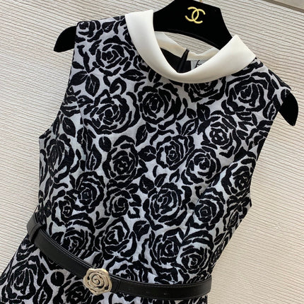 CHANEL 26S ROSE-PRINT A-LINE DRESS 1759