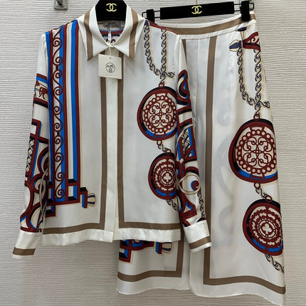 HERMES 26S SHIRT AND SKIRT SET 821