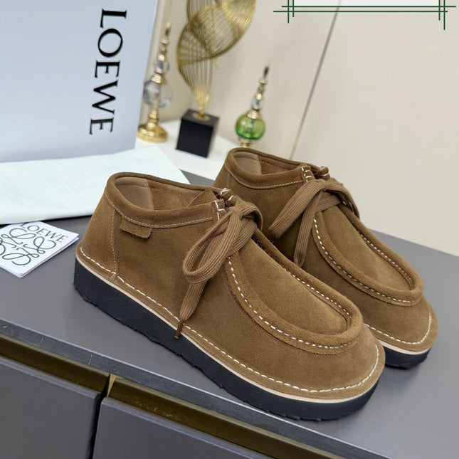 LOEWE 26S ANKLE BOOTS IN CARAMEL BROWN SUEDE