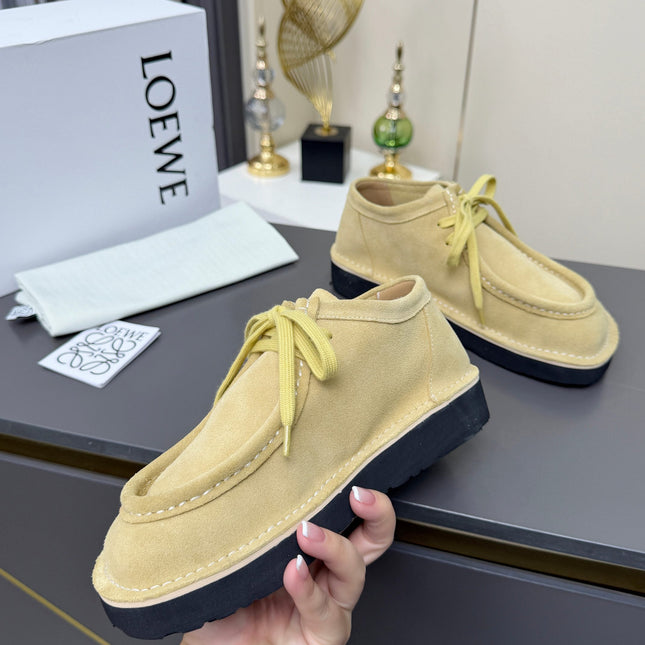 LOEWE 26S ANKLE BOOTS IN BEIGE SUEDE