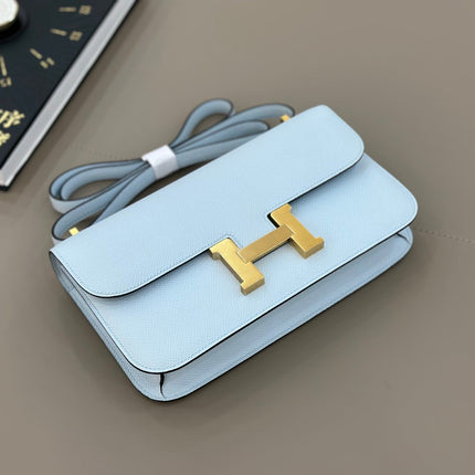 HM 25S CONSTANCE ELAN 24 CM IN SKY BLUE EPSOM WITH GOLD HARDWARE