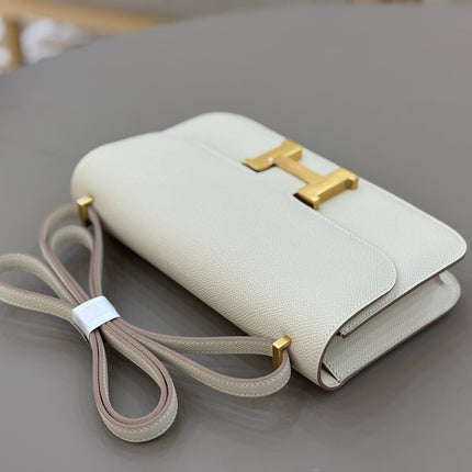 HM 25S CONSTANCE ELAN 24 CM IN CREAM WHITE EPSOM WITH GOLD HARDWARE