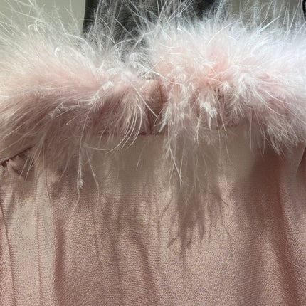 VALENTINO 26S FEATHER-TRIMMED SILK SHIRT 353