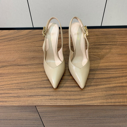 GIANVITO ROSSI 26S SLINGBACK HEELS 105 MM IN BEIGE LAMBSKIN