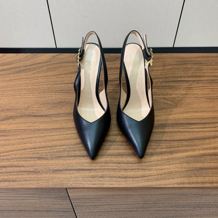 GIANVITO ROSSI 26S SLINGBACK HEELS 105 MM IN BLACK LAMBSKIN