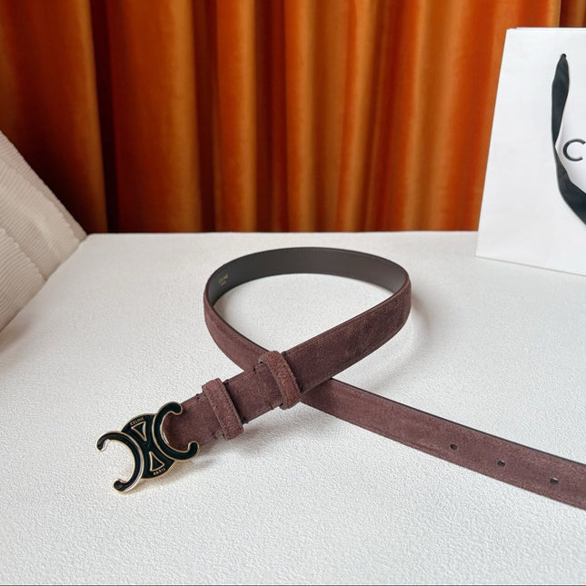 CELINE 26S BELT 25 MM IN CHOCOLATE SUEDE 666333